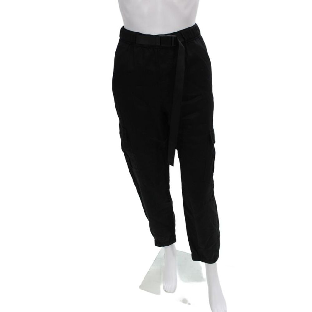 Pam & Gela Unisex Black Cargo Jogger Pants Buckle 100% Lyocell Size L